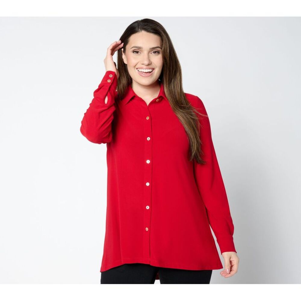 SUNNYLiFE Women's Top Sz 2XS (XXS) Caviar Crepe Knit Button Front Big Red